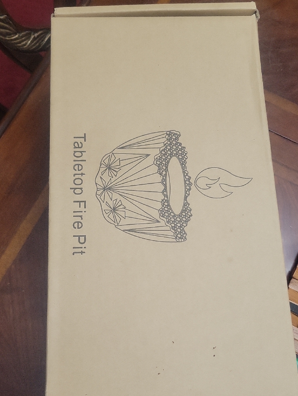 Tabletop Fire Pit - Beige Box with Black Print